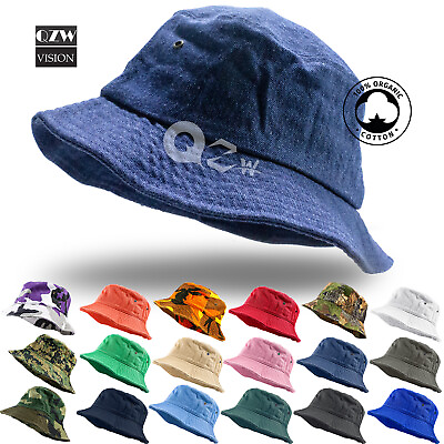 #ad Bucket Hat Cap Cotton Fishing Boonie Brim visor Sun Safari Summer Men Camping