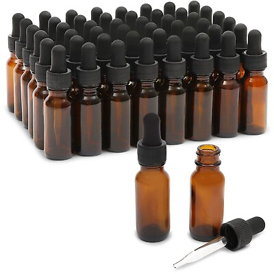 #ad 48 Count 1 oz Amber Glass Dropper Bottles and 6 Funnels 30 ml 54 Pieces