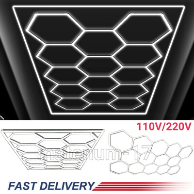 #ad Hexagon LED Garage Lights 14 Grid Honeycomb Garage Car Retail Ceiling Lighting
