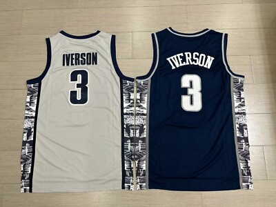 #ad Mens Allen Iverson #3 Basketball Jersey Georgetown Hoyas College Jersey Stitched