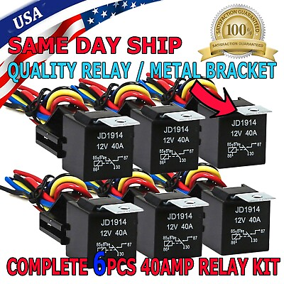 #ad 6pcs 5Pin Car Automotive SPDT Relay Switch Harness Socket Waterproof 40A 12V DC