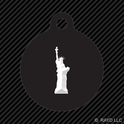#ad Statue of Liberty Keychain Round with Tab dog engraved many colors usa freedom