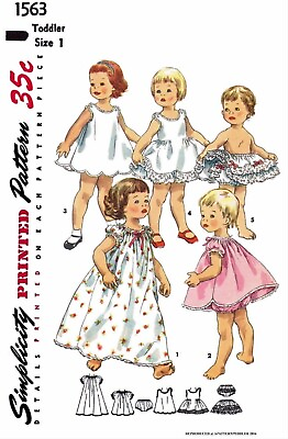 #ad Simplicity #1563 Fabric Sewing Pattern Toddler Girl SLIPS Pajama Nightgown 1 2 3
