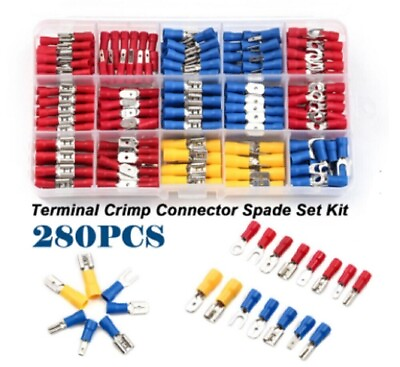 #ad 280PCS Assorted Crimp Spade Terminal Insulated Electrical Wire Connector Kit Set