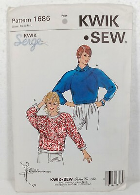 #ad Vintage Kwik Sew 1686 Sewing Pattern Misses#x27; Sweaters Size XS S M L Uncut