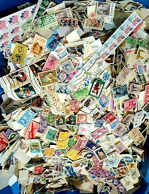 #ad USED lot of over 1000 mixed US stamps off paper GREAT value