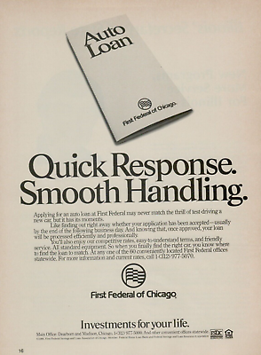 #ad 1984 First Federal of Chicago Bank Quick Response Handling VINTAGE PRINT AD