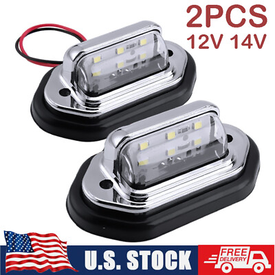 #ad 2X Universal LED License Plate Tag Light Lamp White For SUV Truck Trailer Van RV