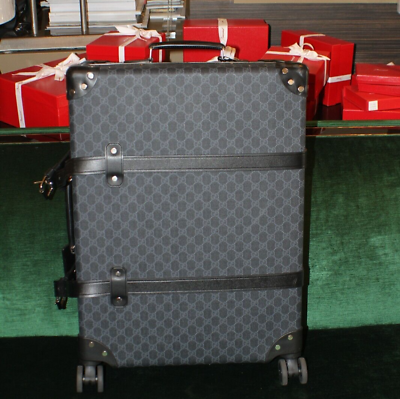 #ad Gucci Gg Supreme Canvas Globetrotter Roller Black Luggage Msozxzsa 144010022379
