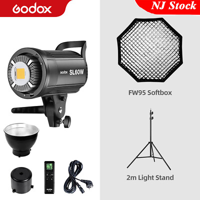 #ad US Godox SL 60W 5600K LED Video Continuous Light95cm Grid Softbox 2m Stand Kit