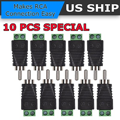 #ad Speaker Wire Cable to Audio Male RCA Connector Adapter Jack Plug Lot