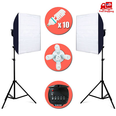#ad Softbox Light Kit Photo Video Studio Photography Stand Continuous Lighting 2000W