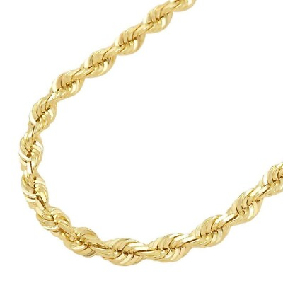 #ad #ad 14K Yellow Gold Diamond Cut Rope Chain Necklace 1.5mm 5mm 16quot; 30quot; Hollow