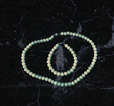 #ad 18” Jade Pearl Necklace And 8 1 2 “ Bracelet FREE SHIPPING