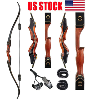 #ad 60quot; Archery Laminated Takedown Recurve Bow Set 30 50lbs Hunting Target Shooting