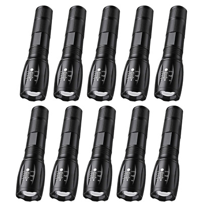 #ad 1 10PCS Super Bright Tactical Military Police LED Flashlight 2000 Lumen Zoomable