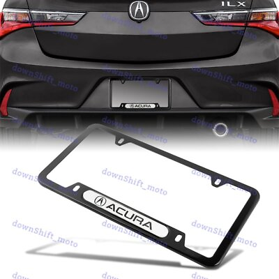 #ad 1PCS For ACURA Black WH Metal Stainless Steel License Plate Frame MDX RDX TSX TL