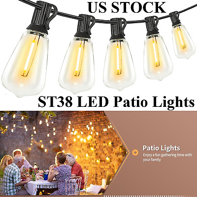 #ad LED Outdoor String Lights UL Listed Waterproof Lights ST38 Edison Bulbs