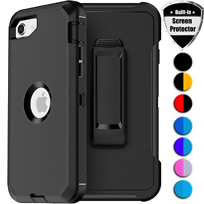 #ad Shockproof Case For iPhone 6 7 8 Plus SE 2 3 Rugged Clip Cover Screen Protector