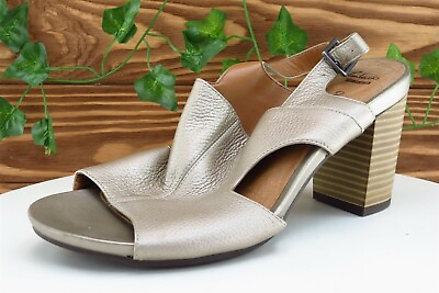 #ad Clarks Sz 9 M Light Gold Gladiator Leather Women Sandals 20701