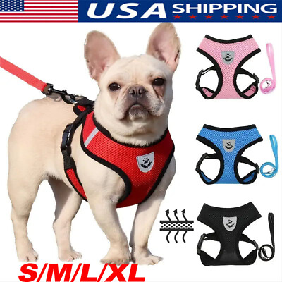 #ad New Cat Dog Pet Harness Adjustable Control Vest Dogs Reflective S M L XL Leash