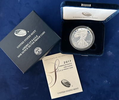 #ad 2017 W American Eagle Silver Proof Dollar in Original US Mint Box with COA