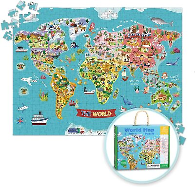 #ad TOOKYLAND World Map Jigsaw Puzzle for Kids 6 Year Old 500 Pieces Floor Toy