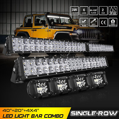 #ad #ad 42 Inch LED Light Bar Combo 22 in 4X4quot; Pods Offroad Truck SUV 4WD Ford Jeep