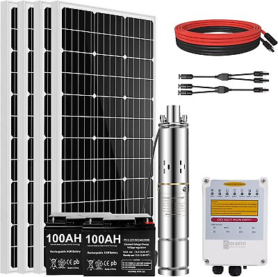 #ad DC 24V Submersible Solar Well Pump Kit 3#x27;#x27; Solar Water Pump 164ft 5.7gpm MPPT