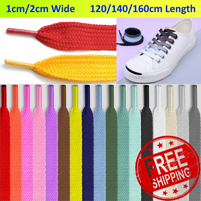 #ad Fat Shoelaces Flat Wide 1cm 2cm 120 140 160cm Color Boot Shoe Laces Sneakers