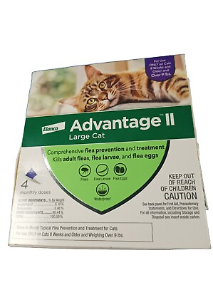#ad Advantage II LARGE CAT Flea Prevention Over 9 Lbs. 8 Wks. and Older 4 Doses