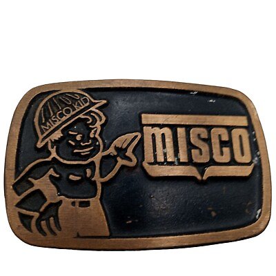 #ad Mountain Iron Supply Belt Buckle Vintage Company Welder Metal MISCO Kid Hard Hat