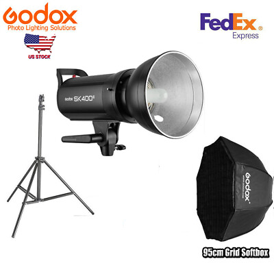 #ad Godox SK400II 400w 2.4G Studio Flash Light Lamp With 95cm Grid Softbox Stand US