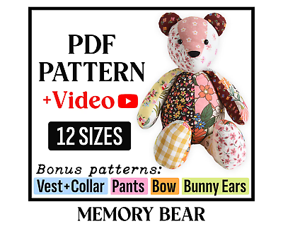 #ad Memory bear pattern Simplicity A2115 12 sizes PDF DOWNLOAD Only