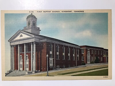 #ad Vintage 1940 First Baptist Church Kingsport Tennessee Postcard