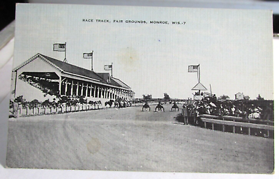 #ad 1937 MONROE WISCONSIN Wi. Postcard Of Race Track Green County FAIRGROUNDS