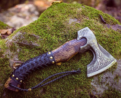 #ad #ad Medieval Viking Axe Custom Handmade High Carbon Steel Throwing Axe Engraved Axe