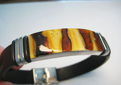 #ad Massive Genuine Amber men#x27;s Stylish Baltic Amber Bracelet