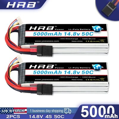 #ad 2pcs HRB 4S 14.8V 5000mAh LiPo Battery 50C for RC TRX Car X maxx Maxx UDR