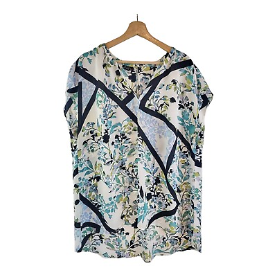 #ad Simply Emma Women#x27;s 2X Top Sheer Floral Sleeveless Tunic Lightweight Multicolor