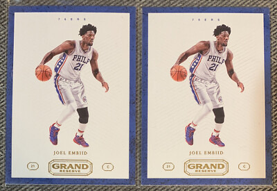 #ad 2016 2017 Grand Reserve Joel Embiid 2nd Year Rookie Base Lot Of 2