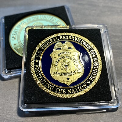#ad United States FEDERAL RESERVE POLICE LAW ENFORCEMENT Challenge Coin With Case