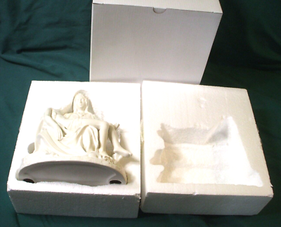 #ad Pieta Statue of Mary Holding Jesus White Ceramic Religious Figurine 8quot; H quot;Newquot;