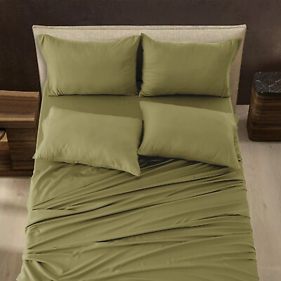 #ad Luxury 6 Piece Bed Sheet Set 1800 Series Ultra Soft Deep Pocket Plain Sheets Set