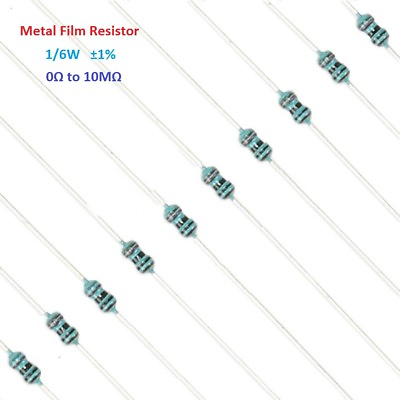 #ad 500PCS Metal Film Resistor 1 6W Tolerance ±1% Full Range of Values 0Ω to 10MΩ