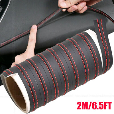 #ad 2M PU Leather Car Decor Dashboard Line Strip Sticker Moulding Trim Accessories