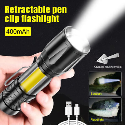 #ad #ad 600 LM Mini LED Torch Light USB Rechargeable Zoomable Flashlight Camping Lamp