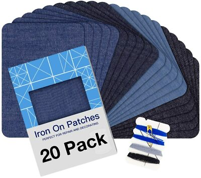 #ad Iron on Patches for Clothing Repair 20PCS Jeans Denim Patches Kit 3quot; by 4 1 4quot;