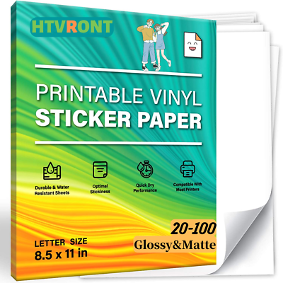 #ad Glossy Matte 8.5quot;x11quot; Printable Vinyl Sticker Paper for Inkjet Laser Waterproof
