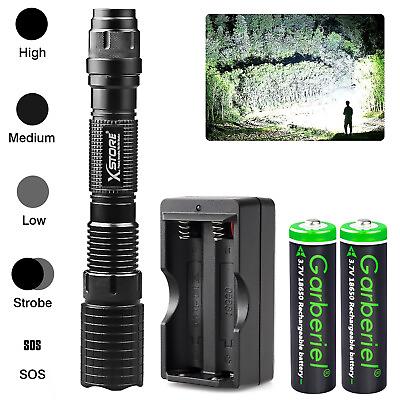 Super Bright 990000lm Tactical Police LED Flashlight Torch Rechargeable Battery